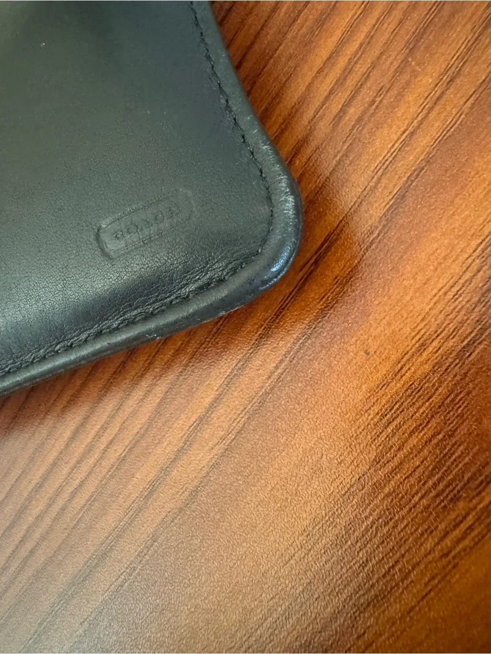 Vintage Coach Black Leather Zip Pouch Wristlet
